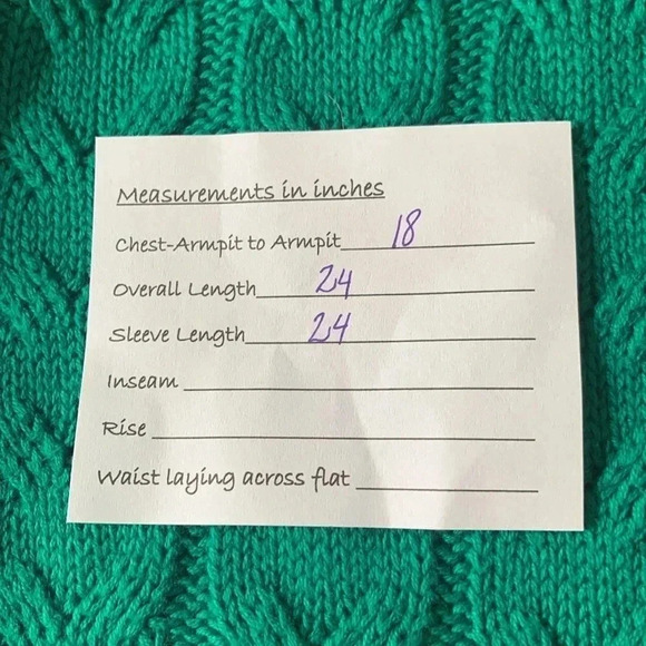 Lands End Cotton Drifter Cable Knit Sweater- Green - Picture 6 of 6